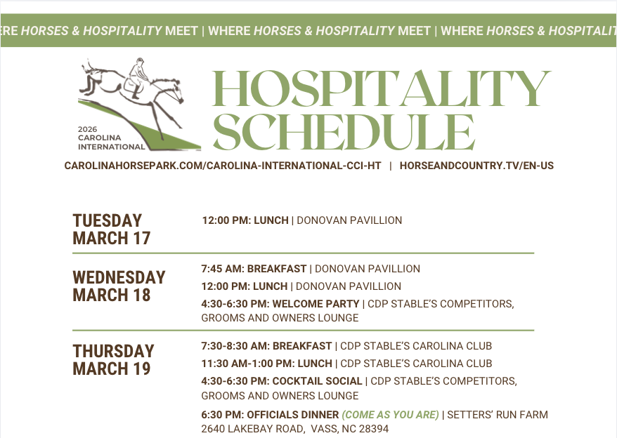 Carolina International Hospitality schedule
